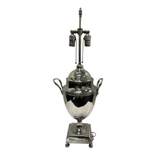 Antique Sliver Plate Urn Lamp For Sale