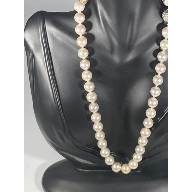 41 Round Akoya Pearls Strand Necklace Set in Metal Ball Clasp For Sale - Image 4 of 18