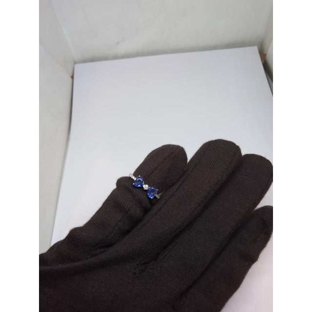 Natural 18k Gold Blue Sapphire Halo Ring With Diamonds, 1.37ct For Sale - Image 4 of 8