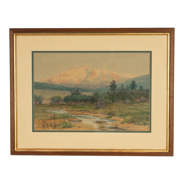 Antique Impressionist Painting "Spanish Peaks" Colorado Mountain Landscape 1900 For Sale