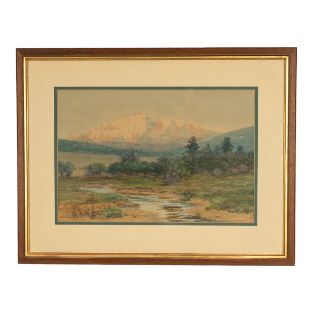 Antique Impressionist Painting "Spanish Peaks" Colorado Mountain Landscape Charles Partridge Adams 1900 For Sale