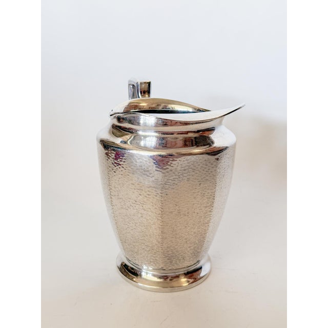 1930s Hammered Nickel Silver Pitcher, Homan Plate W.m. Mount Usa For Sale - Image 17 of 17