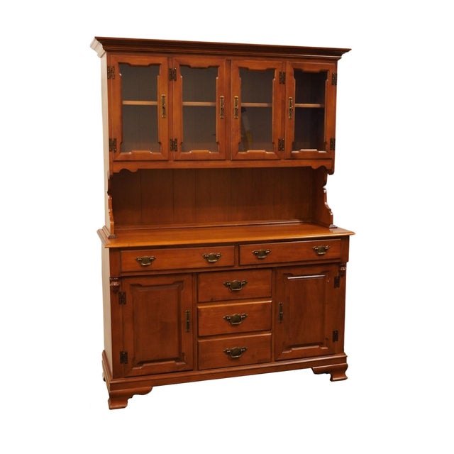 American Tell City Solid Hard Rock Maple Colonial Style 52" Buffet W. China Cabinet 8390 - #48 Andover Finish For Sale - Image 3 of 12