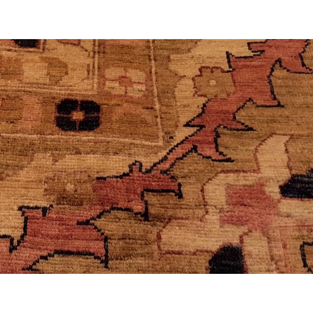 1980s Rustic Southwestern Kafkaz Peshawar Rebbecca Rose/Tan Wool Rug - 12'2 X 16'3 For Sale - Image 4 of 7