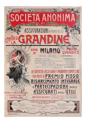 Vintage Società Anonima di Assicurazioni Poster