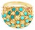 Mid 20th Century 18k Yellow Gold Vintage Turquoise Studded Ring, Size 5.5 For Sale