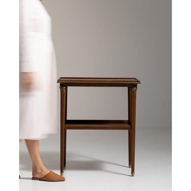 19th Century France Rich Walnut Brown Carved Walnut Side Table With Shelf For Sale - Image 11 of 11
