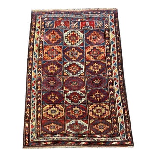 Antique Persian Kurdish Tribal Rug With Caucasian Moghan Pattern Rug For Sale