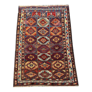 Antique Persian Kurdish Tribal Rug With Caucasian Moghan Pattern Rug