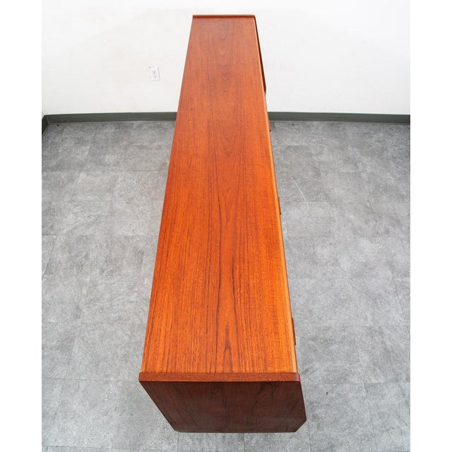 Mid Century Danish Modern Credenza Sideboard Central Bar Teak MCM 6 Drawers 78" For Sale - Image 4 of 12