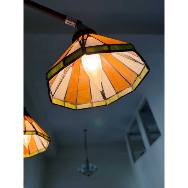 Sienna 1990s Huge Arc Floor Lamp With Tiffany Style Shades 4 Heads For Sale - Image 8 of 10