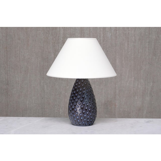 Drop-Shaped Dimpled Ceramic Table Lamp from Helge Østerberg, Denmark, 1950s For Sale - Image 12 of 12