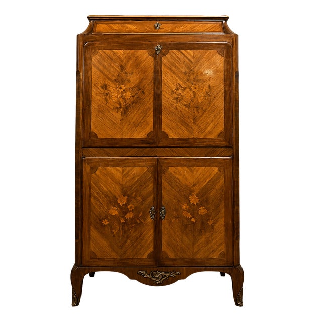Louis XV Style Marquetry Drop-Front Secretaire, 1900s For Sale