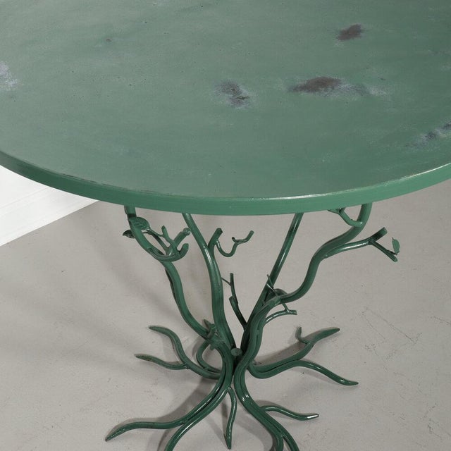Late 20th Century Organic Tree Form Metal Table Hand Painted Green For Sale - Image 5 of 10