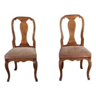 Antique Baroque Chairs in Walnut, 1800, Set of 2 For Sale