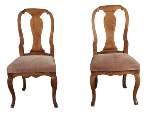 Antique Baroque Chairs in Walnut, 1800, Set of 2