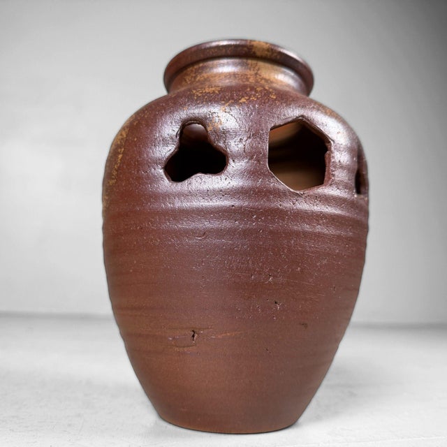 Ceramic Japanese Bizen-Yaki Ikebana Vase in Traditional Stoneware, 1960s For Sale - Image 7 of 12