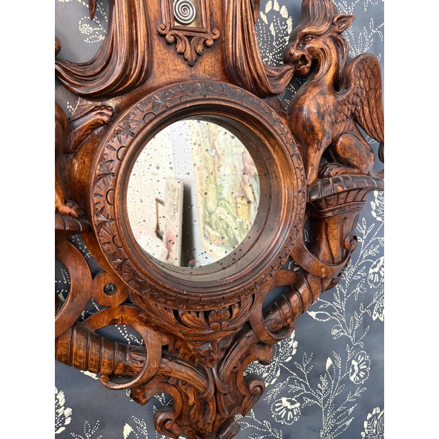 French 19th Century French Black Forest Style Carved Griffin Mirror For Sale - Image 3 of 12