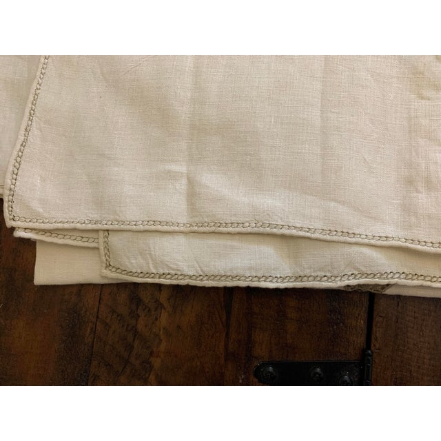 Textile Vintage Openwork White Ecru Italian Embroidered Linen Tablecloth and 6 Napkins- 7 Pieces For Sale - Image 7 of 12