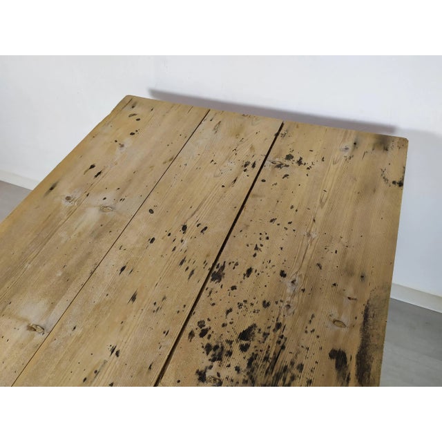 Vintage Rustic Wood Farmhouse Table For Sale - Image 10 of 18
