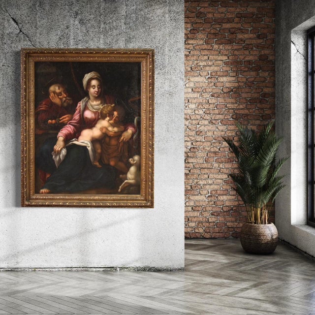 Tuscan School Artist, Holy Family, 1570, Oil on Canvas, Framed For Sale - Image 7 of 16