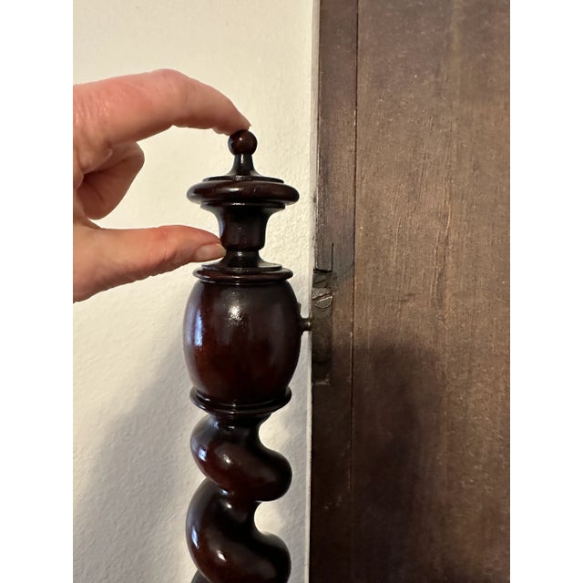 Antique Dresser Mirror Mahogany Flame Bun Feet For Sale - Image 10 of 12