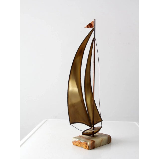 Mid-Century Modern Mid Century Brass Sailboat Sculpture For Sale - Image 3 of 13