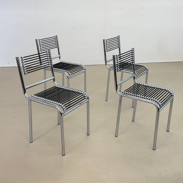 Metal Sandow Chairs by René Herbst, 1980s, Set of 4 For Sale - Image 7 of 7
