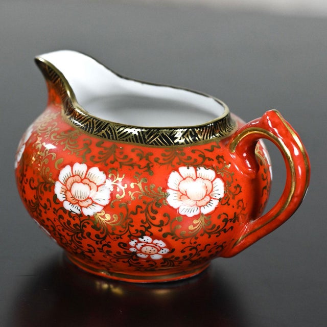 Mid-20th Century Oriental Chinese Red & Gold Hand Painted Porcelain Tea Set Made in Japan For Sale - Image 6 of 12