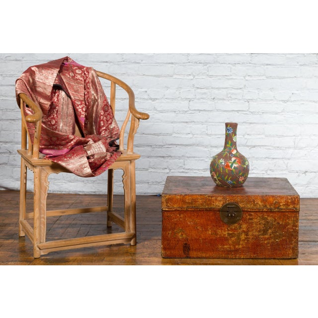 Asian 19th Century Chinese Qing Dynasty Period Lacquered Leather Trunk with Distressed Patina For Sale - Image 3 of 13