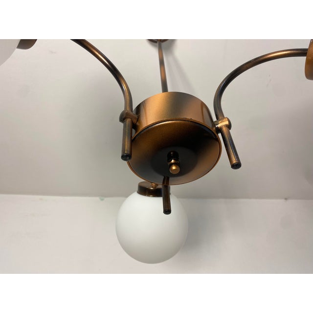 Vintage Mid-Century 3-Light Opaline Glass Chandelier from Kaj, Former Yugoslavia, 1970s For Sale - Image 9 of 11