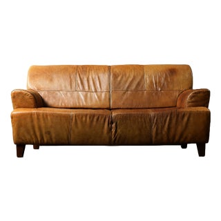 Mid-Century Modern Industrial Brown Leather 3-Seater Sofa, 1960s For Sale