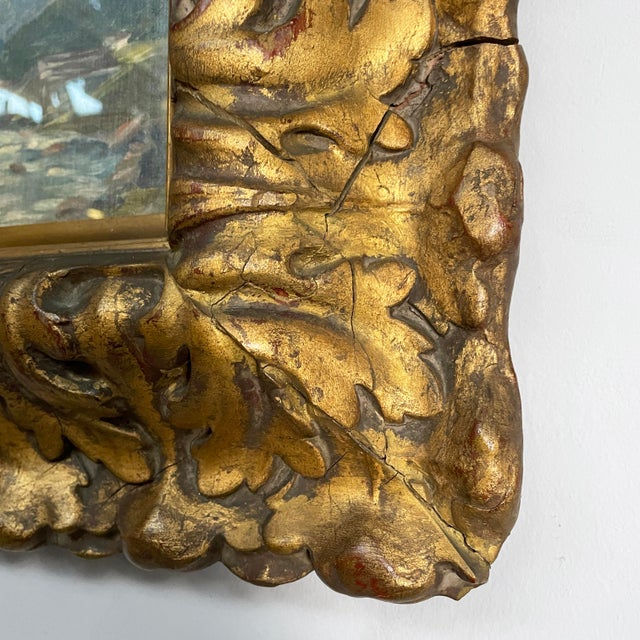 Textile Italian Artist, Mid-Century Modern Composition, Oil Painting, 1950s, Framed For Sale - Image 7 of 14