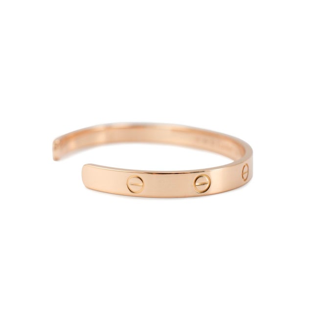 Cartier Cartier Love Classic Model 18k Rose Gold Open Screw Cuff Bangle Bracelet For Sale - Image 4 of 6