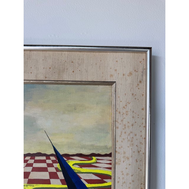Wood 1977 E. J. Troy Surrealist-Style Oil on Canvas Painting, Framed/ Sold For Sale - Image 7 of 11