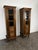 Narrow Art Deco Oak Display Cabinets with Diamond-Point Inlay, 1930s, Set of 2 For Sale - Image 3 of 6
