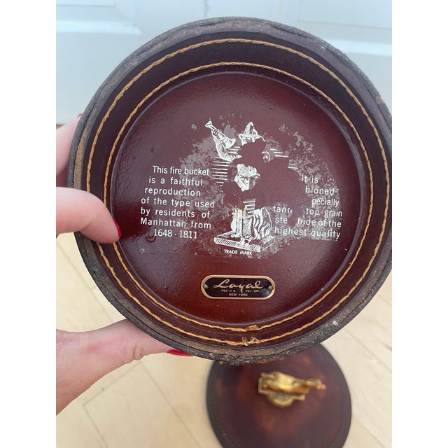Vintage Loyal Papeete Firetruck Brown Leather Brass Eagle Handle Bar Ice Bucket For Sale In Chicago - Image 6 of 12