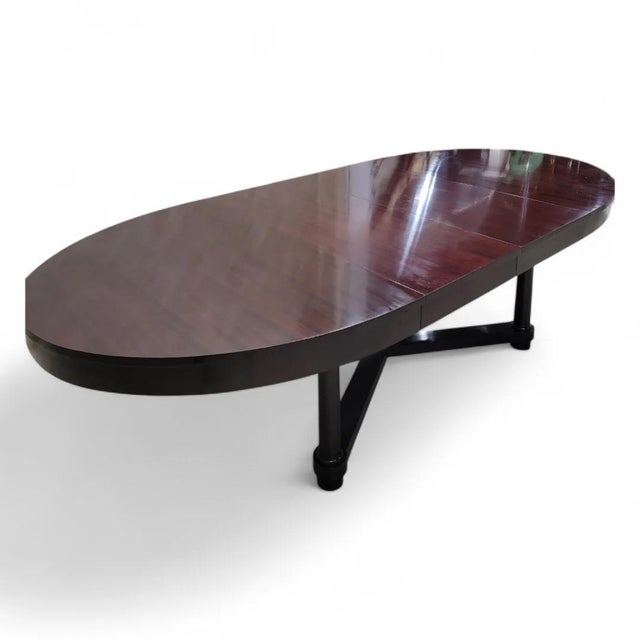 Vintage Art Deco Barbara Barry Oval Mahogany 2 Leaf Extension Dining Table For Sale - Image 9 of 11