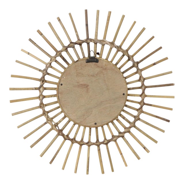 Mid-Century Rattan and Bamboo Sunburst Mirror, France, 1960s For Sale - Image 11 of 12