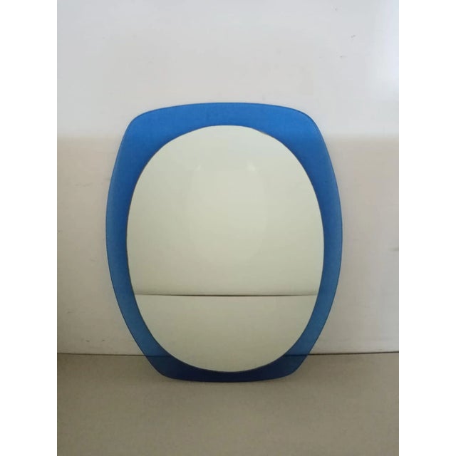 Blue Mirror from Cristal Art, 1950s For Sale - Image 3 of 5