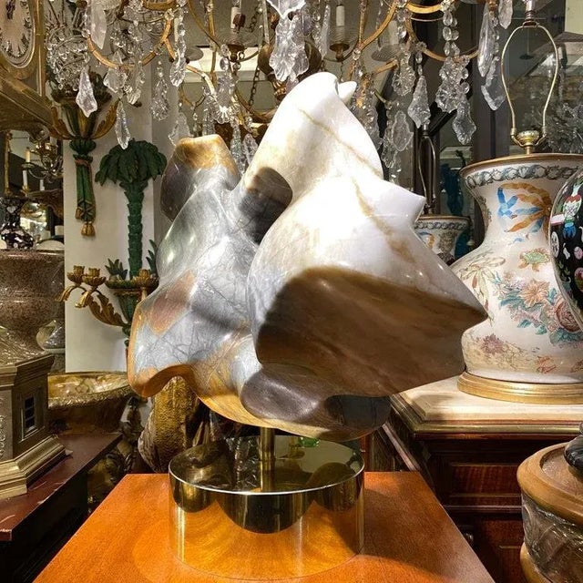 Abstract Alabaster Sculpture with Pedestal by Karen Chera For Sale - Image 10 of 13