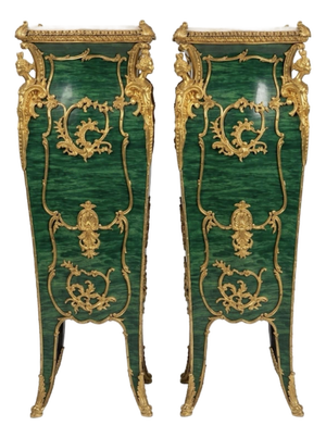 Pair of Faux Malachite Pedestals