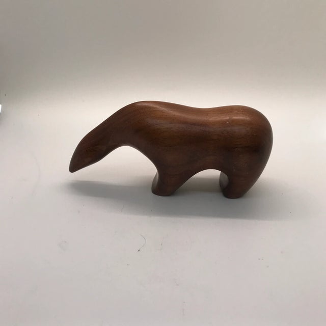 Arne Tjomsland styled Scandinavian Mid-Century 1950’s Modern carved teak Anteater sculpture. A beautiful example of wood...