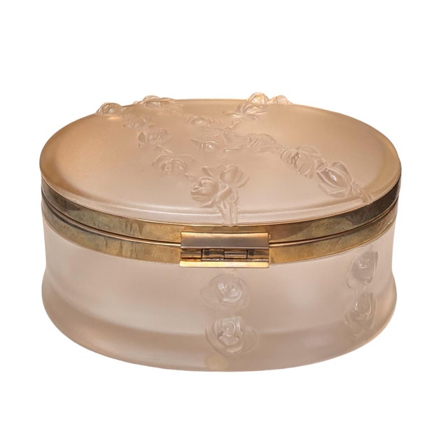 1950s Large Lalique French Crystal Vanity Box For Sale - Image 5 of 6