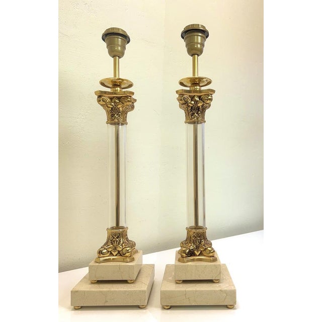Alabaster and Bronze Corinthian Table Lamps from Kuatre, Spain, 1970s, Set of 2 For Sale - Image 11 of 12