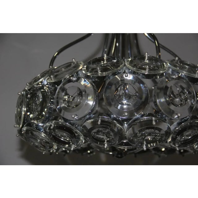 Glass Vintage Italian Steel & Glass Chandelier, 1970s For Sale - Image 7 of 11