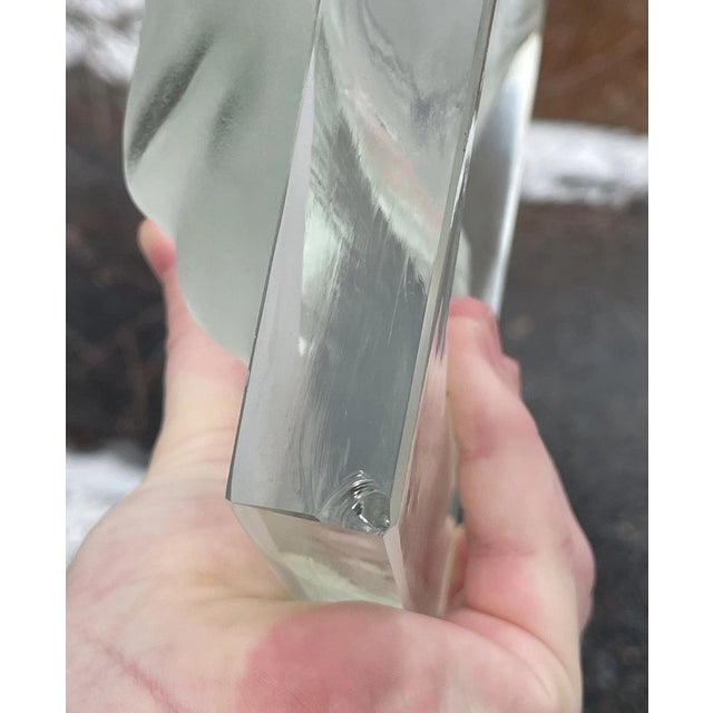 Deco - Mid Century Vintage Frosted Art Glass Madonna Statuette Crystal Plaque For Sale - Image 4 of 17