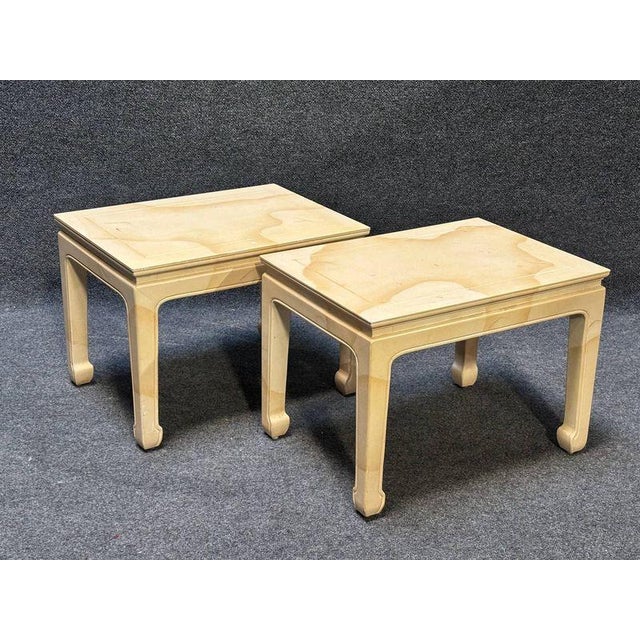 Yellow Henredon Mid Century Goatskin Side Tables - Pair For Sale - Image 8 of 9