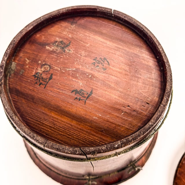 Antique Chinese Wood Covered Rice Bucket For Sale - Image 12 of 12