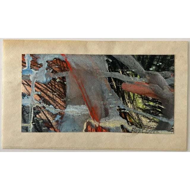 Myril Adler Abstract in Blue and Orange c.1960s Mixed Media 5"x2.5" site unframed Signed in pencil Myril Adler, was born...
